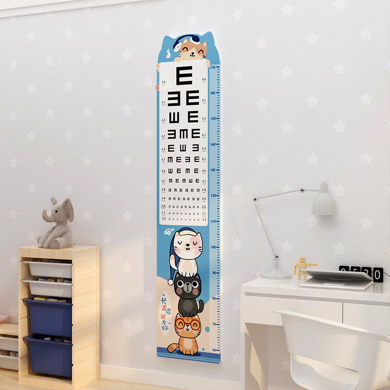 视力表墙面贴纸家用儿童房间布置宝宝卧室装饰品测量尺身高卡通画