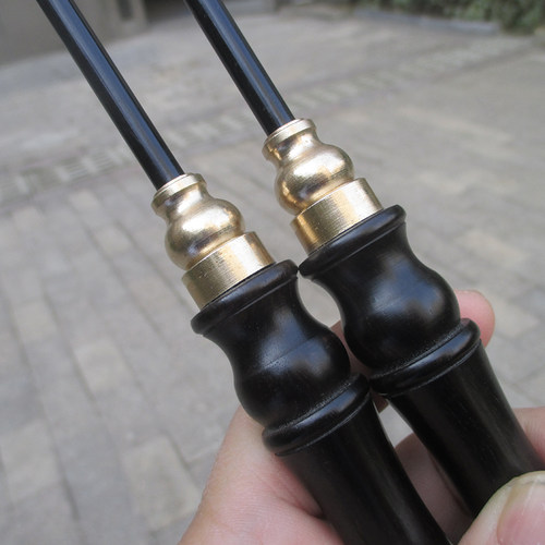 碳素双托杆紫檀木手柄高档专业单头空竹抖杆长杆45厘米大小拖