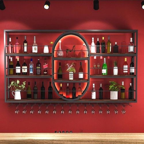 酒架酒柜壁挂式吧台铁艺红酒展示架置物架酒吧餐厅挂墙家用