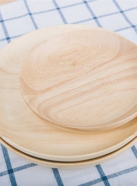 Rubber Wood Plate Roundness Fruit Dishes Dinner Plate Fast F