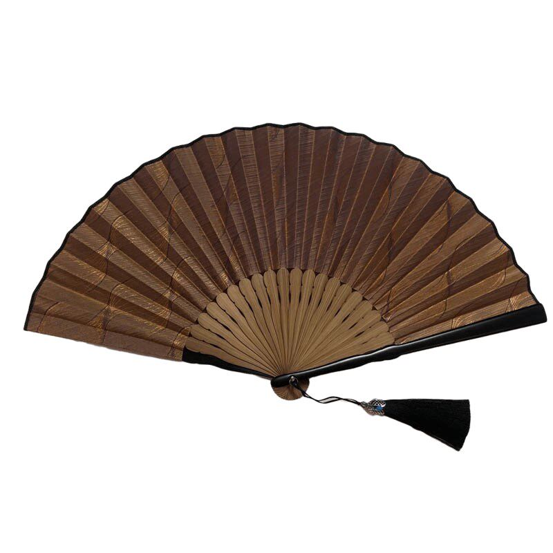 5寸中国风暗纹纯色素色禅意日式男扇工艺汉服礼品娟扇子千鹤毛