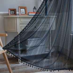 免打孔蕾丝门帘玄关隔断帘新中式纱帘窗帘美式窗纱不透法式高级感