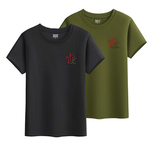 战友聚会纪念定制老兵T恤衫军旅文化衫刺绣logo定制回望军旅彩标