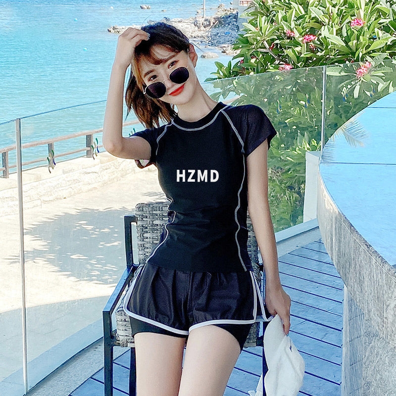 泳衣女夏遮肚分体高级202u3新款显白四角裤保守15岁初中生训练运