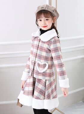 女童连衣裙童装秋冬套装2021新款冬季女大童外套裙子冬Z装儿童冬