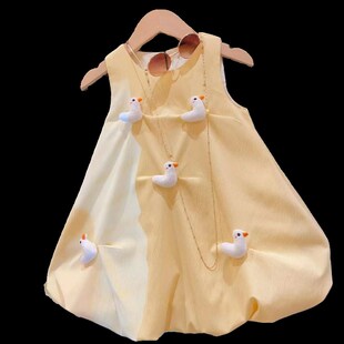 女童卡通姊妹套装2024夏季新款韩版儿童背心短裤两件套无袖连衣裙