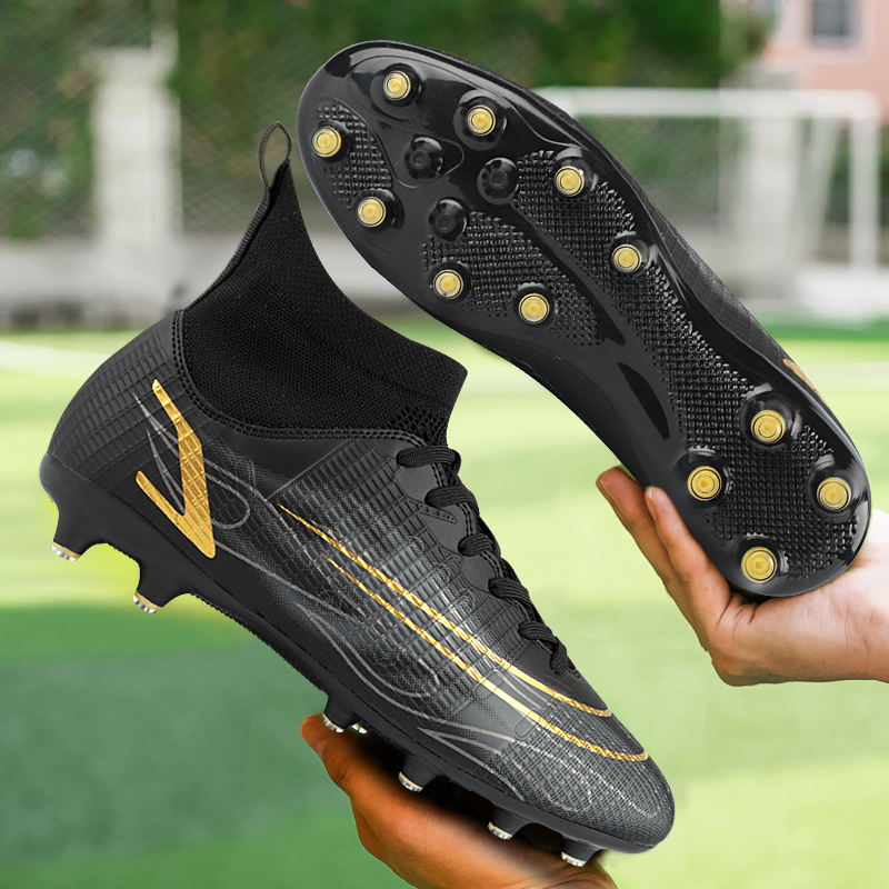 网红2022 Long Spikes Men Soccer Shoes Adult Kids TF/FG High