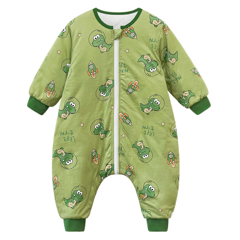 儿童连身睡衣男童秋冬防着凉恐龙睡袋婴儿保暖加厚宝宝睡袍薄棉女