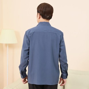 老年衬衫男长袖爸爸冰丝薄款老人宽松60雪纺70加大80岁爷爷春夏季