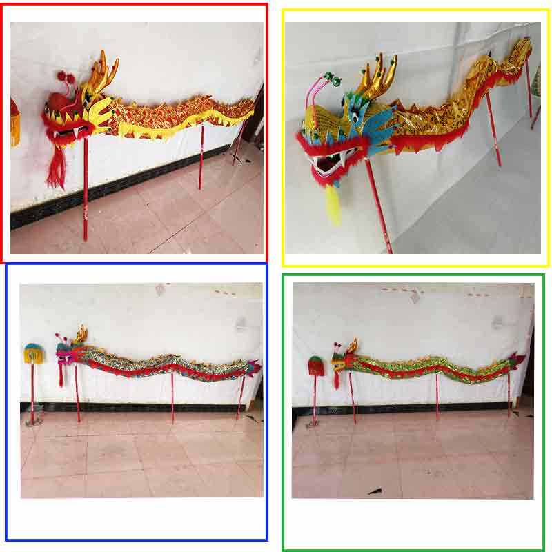 舞龙舞狮道具儿童龙n头九节龙幼儿园舞台表演绸缎布龙超轻龙灯定