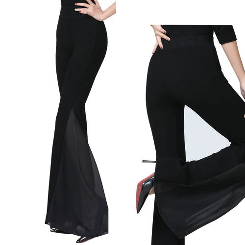 形体短袖舞蹈训练功服装女连体衣成人黑色现代走秀宽松微喇叭裤夏