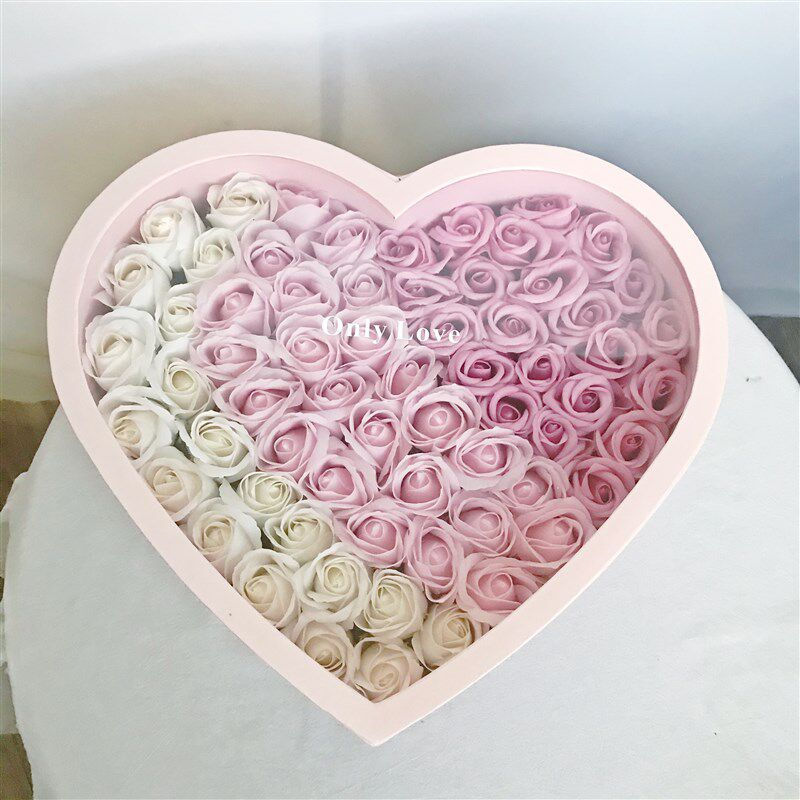 大号玫瑰花香皂花礼盒创意 情人节妈妈女生生日礼物 惊喜爱心花盒