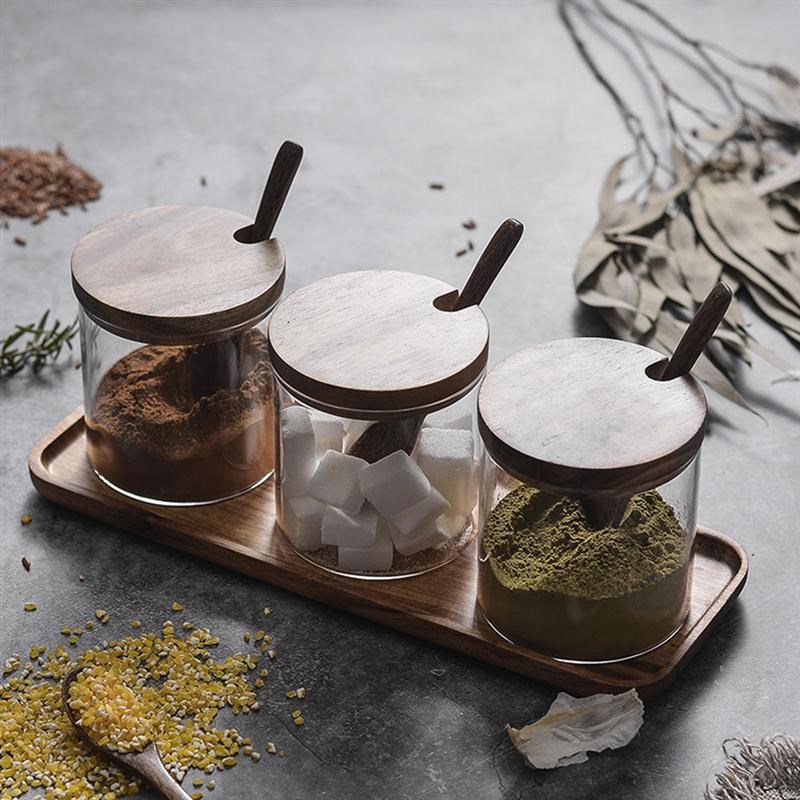 1Pcs Kitchen Seasoning Jar Glass Spice Container Salt Jars C
