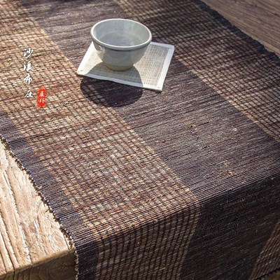 中式手工夏布干泡茶席布镂空麻类桌布古风装饰禅意茶席苎麻桌旗