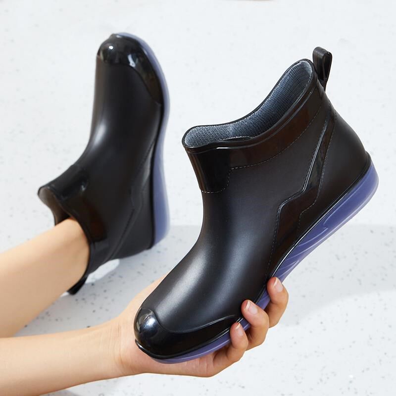 日系雨鞋女短筒时尚款胶鞋外穿加绒棉防水鞋雨季洗车工作防滑雨靴