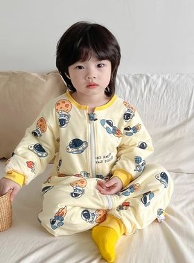宝宝连体睡衣防着凉儿童春秋款男童2一岁婴儿连身衣3男孩秋冬