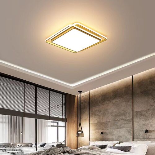 轻奢金色主卧f室灯圆形现代简约led吸顶灯家用房间客厅灯大气