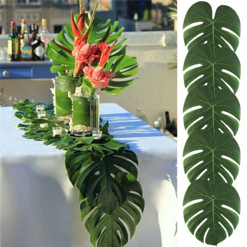 现货12Pcs Artificial Tropical Palm LeaveKs for Hawaiian Luau