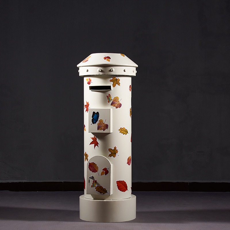 复古铁艺邮筒信箱英伦创意彩色涂鸦F装饰邮箱信筒摆件摄影道具模