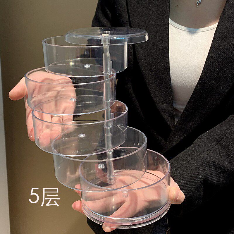 小众高货亚克力透明旋转首饰收纳盒戒指耳钉项链发箍大容量多层手