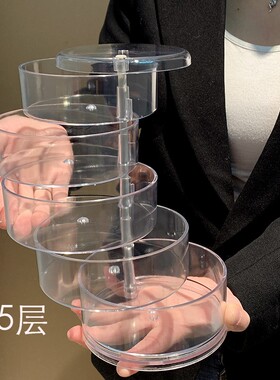 小众高货亚克力透明旋转首饰收纳盒戒指耳钉项链发箍大容量多层手