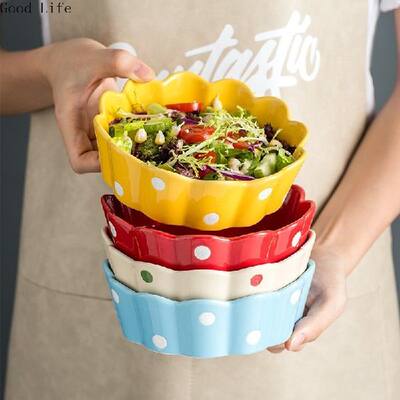 400ML Japanese Light Luxury Ceramic Fruit Salad Bowl