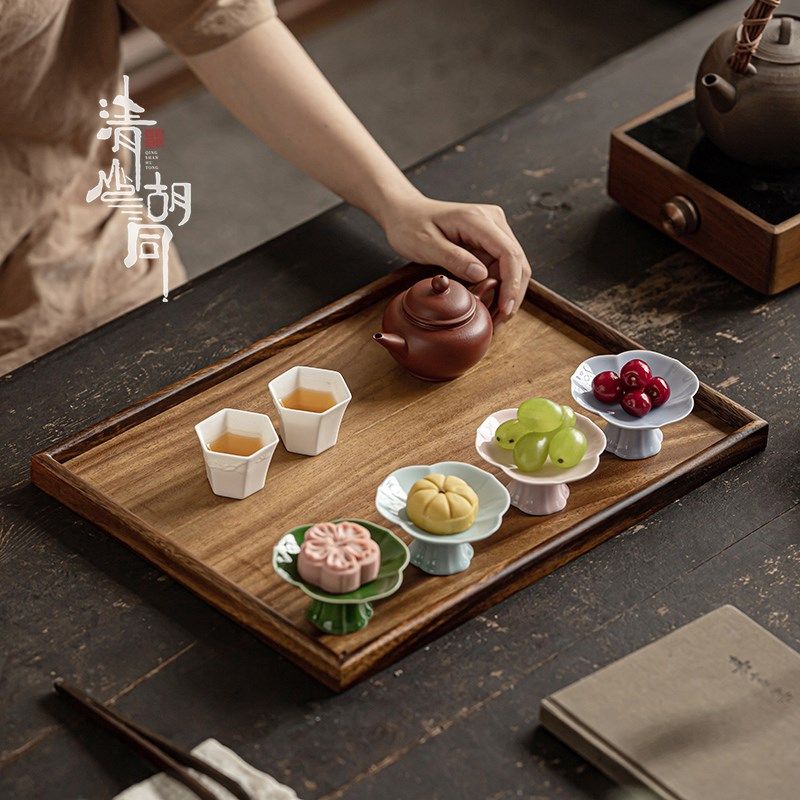 方形功夫茶盘小托盘胡桃木奉茶盘茶桌干泡台简约中式木质餐具托盘,餐饮具,果盆/果盘/果篮,淘宝优惠券,粉丝福利购,淘宝优惠卷