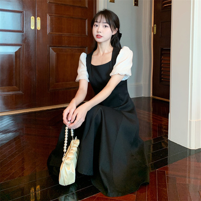 哺乳连衣裙夏装新款产后期过膝长裙女大码法式泡泡袖喂奶裙哺乳衣