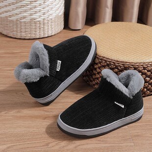 冬季加厚保暖防滑厚底耐脏棉拖鞋男女情侣款加绒软底包跟外穿拖鞋