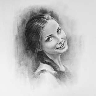 纯手绘炭笔素描水彩写实肖像画定制绘画送相框宠物静物画像礼物