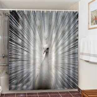 Black And White Animal Printing Bath Curtains Screaming Wolf