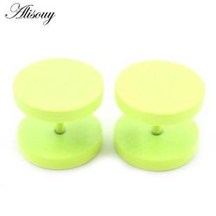 Sided Round White 推荐 Stud 2PC Alisouy Double Earrings Yello