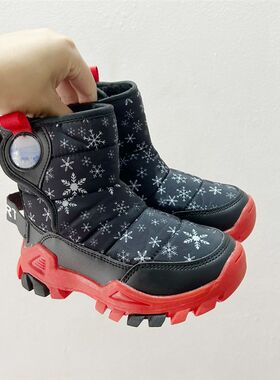 冬季宝宝儿童雪靴北防滑面保暖男童鞋加绒高筒迷彩女童运动棉鞋