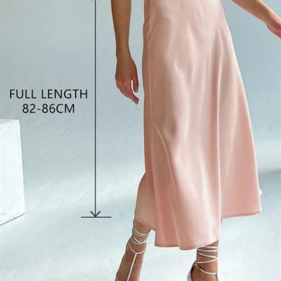 速发Women High Waisted Skirt  Silk Satin Skirts  A-Line Eleg