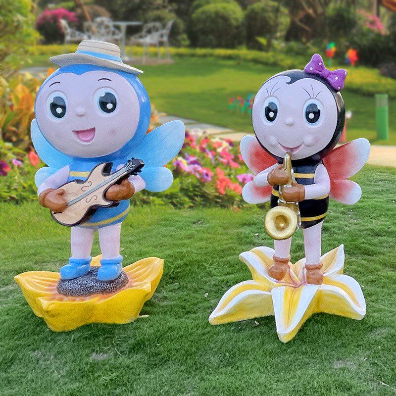 户外园林景观雕塑玻n璃钢卡通蜜蜂雕塑公园区小品草坪装饰摆件造