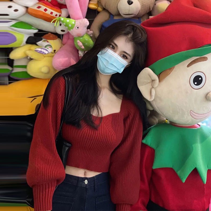 现货红色毛衣女早春装2024新款内搭针织打底P衫别致绝美上衣设计