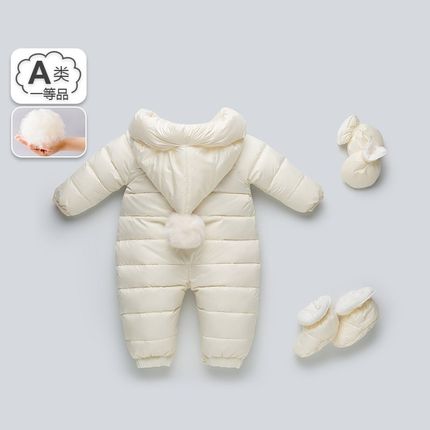宝宝羽绒服连体衣冬季婴儿加厚外出服哈I衣幼儿可爱羽绒连身衣爬