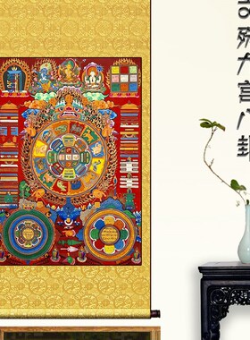 文殊九宫八卦佛卡客厅玄清高关唐像软装饰画画壁画墙画