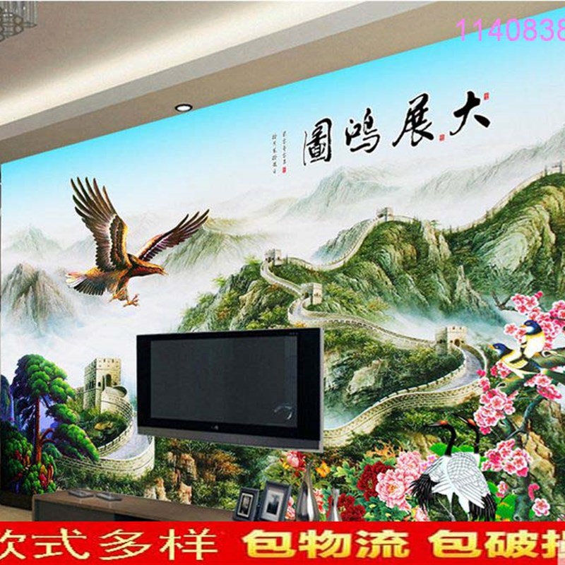 新款瓷砖背景墙岩板客厅电视背景墙砖3d微晶石风景户外墙壁画流水