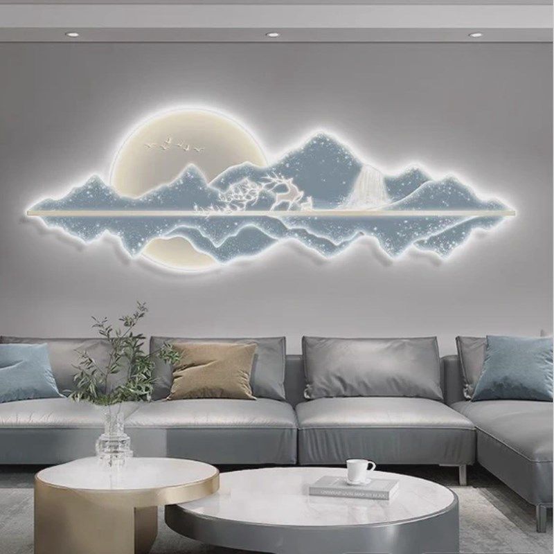 靠山2024新款背有靠山客厅装饰画现代轻奢灯画沙发背景墙挂画,家居饰品,氛围画/灯画,淘宝优惠券,粉丝福利购,淘宝优惠卷