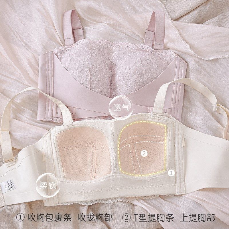 前扣薄款内衣女大胸显小防滑蕾丝无肩带抹胸无钢圈两穿全罩杯裹胸,女士内衣/男士内衣/家居服,文胸,淘宝优惠券,粉丝福利购,淘宝优惠卷