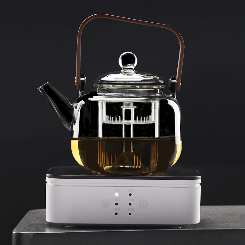黑晶炉煮茶器煮茶炉提梁煮茶壶家用玻璃茶壶炭火泡茶炉围炉煮茶套