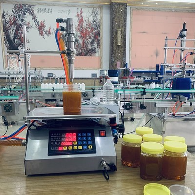 气动嘴真正防滴漏全自动芝麻酱蜂蜜D称重定量分装机粘稠液体灌装