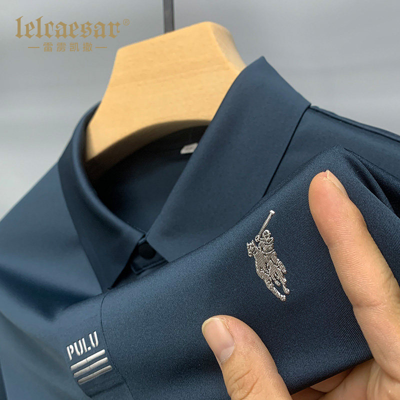 高端冰丝polo保罗衫男士短袖t恤衬衫翻领夏季薄款商务半袖爸爸装