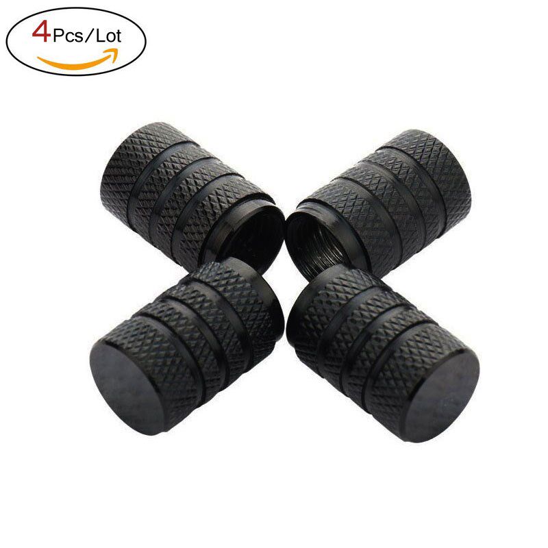 4Pcs Silver Car Tire Valve Stems Cap Knurling Style Tire Val