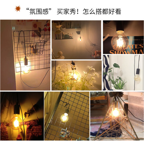 宿舍灯泡挂灯房间装饰灯插电壁挂灯氛围灯卧室床头爱迪生复古吊灯