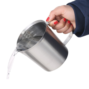 加厚304不锈钢量杯2000ml家用奶茶咖啡量杯带刻度拉花杯厨房烘焙