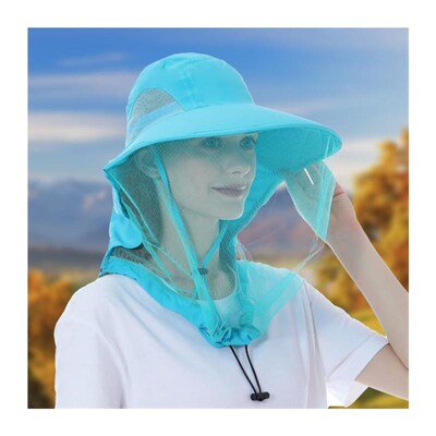 防柳絮面罩遮脸太阳帽小童儿童夏季防蚊帽罩婴儿帽子遮阳帽带面纱