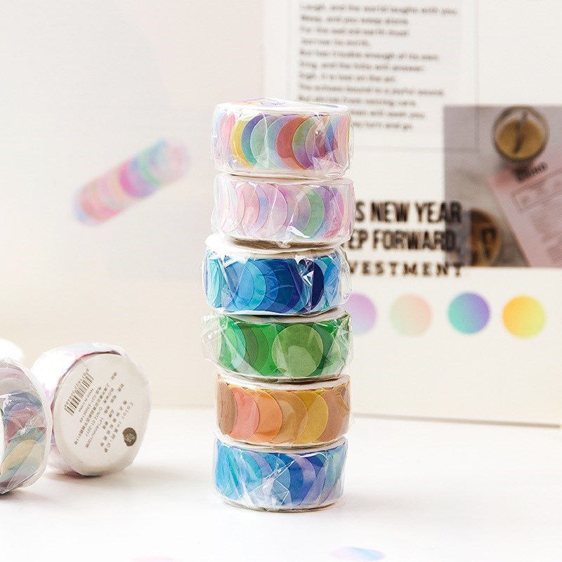 100 Pcs/roll Morandi Dots WasAhi Tape Dot Stickers Circle Do