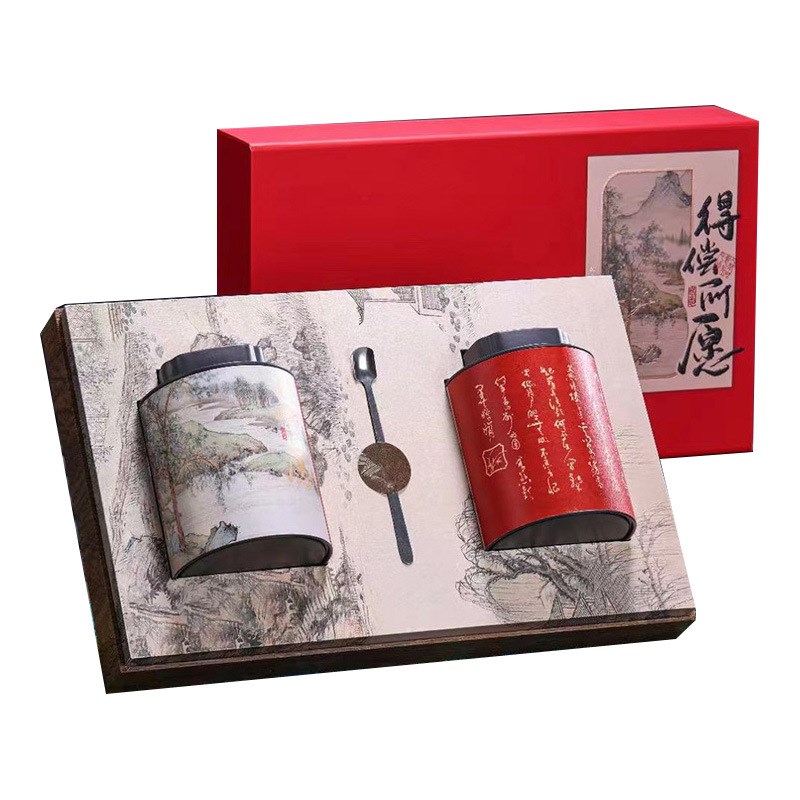 高档祁门红茶包装盒空礼盒半斤装野D生红茶金骏眉铁罐茶叶礼盒空图片